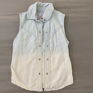 PlaySix Girls Chambray Tassel Button Down Tank